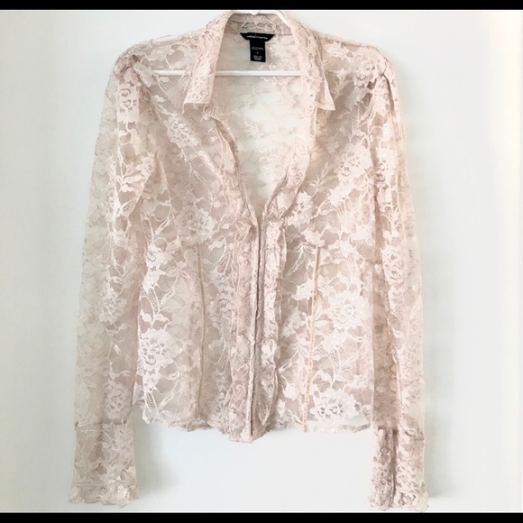 Moda International Tops - Beige lace blouse